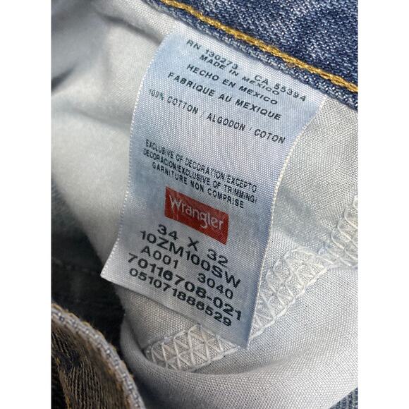 Wrangler Mens Blue High Rise Medium Wash Straight Leg Denim Jeans Pants Sz 34x32 - Picture 4 of 4